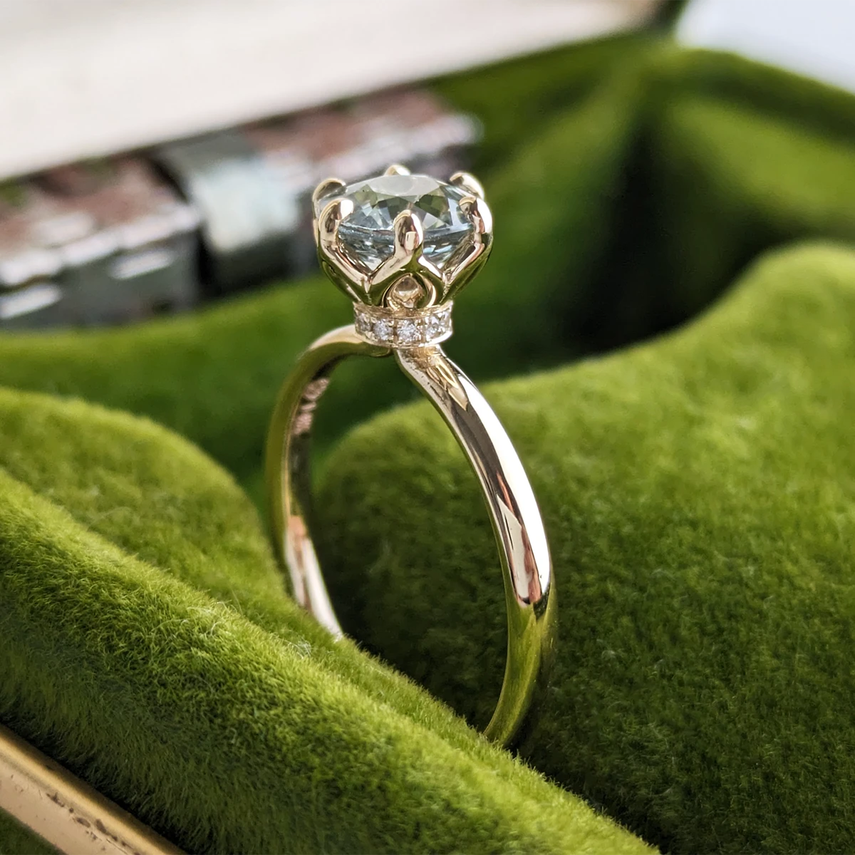 RUBY MARDI Diamond accented Sapphire Solitaire Engagement ring