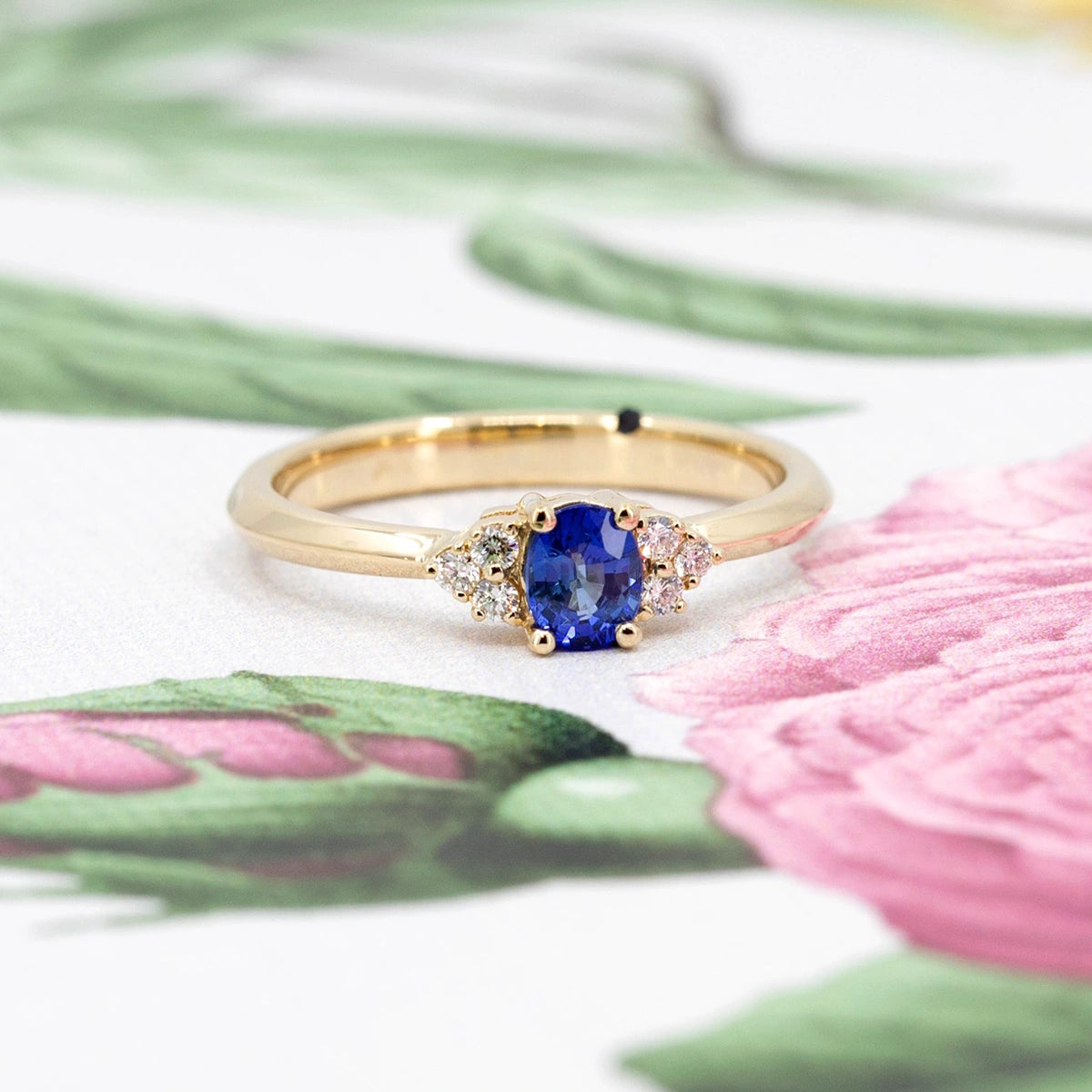 RUBY MARDI Blue Sapphire Diamond dainty designer engagement ring Ruby Mardi