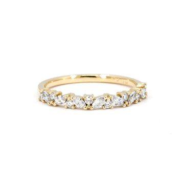 Front view of the marquise and round diamond wedding band, made by Fluid Jewelry in Canada.