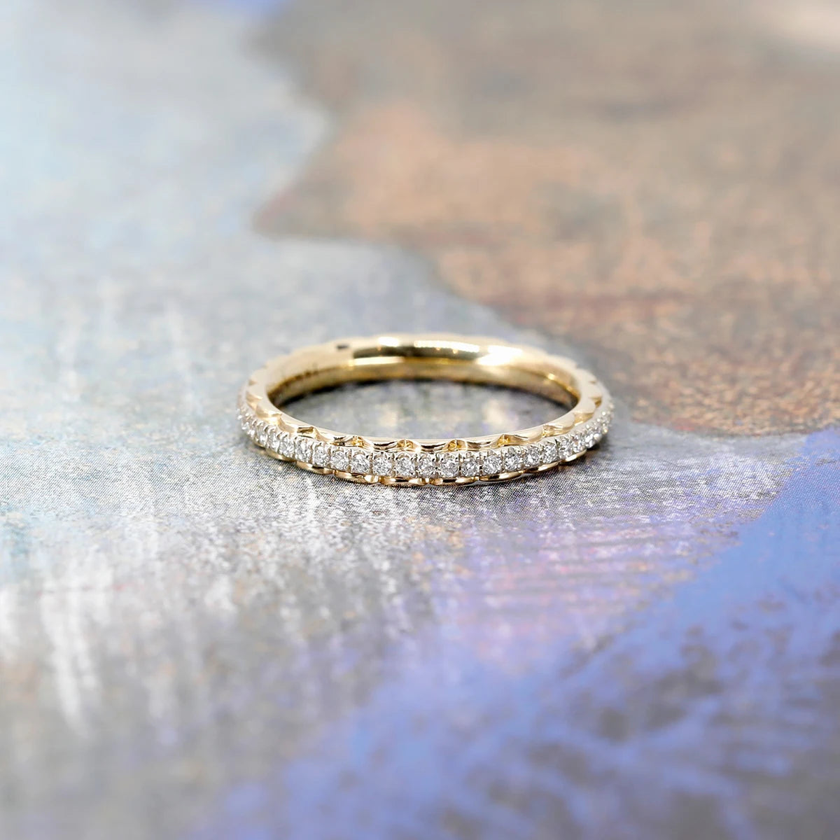 RUBY MARDI Full eternity wedding band with gold petal details