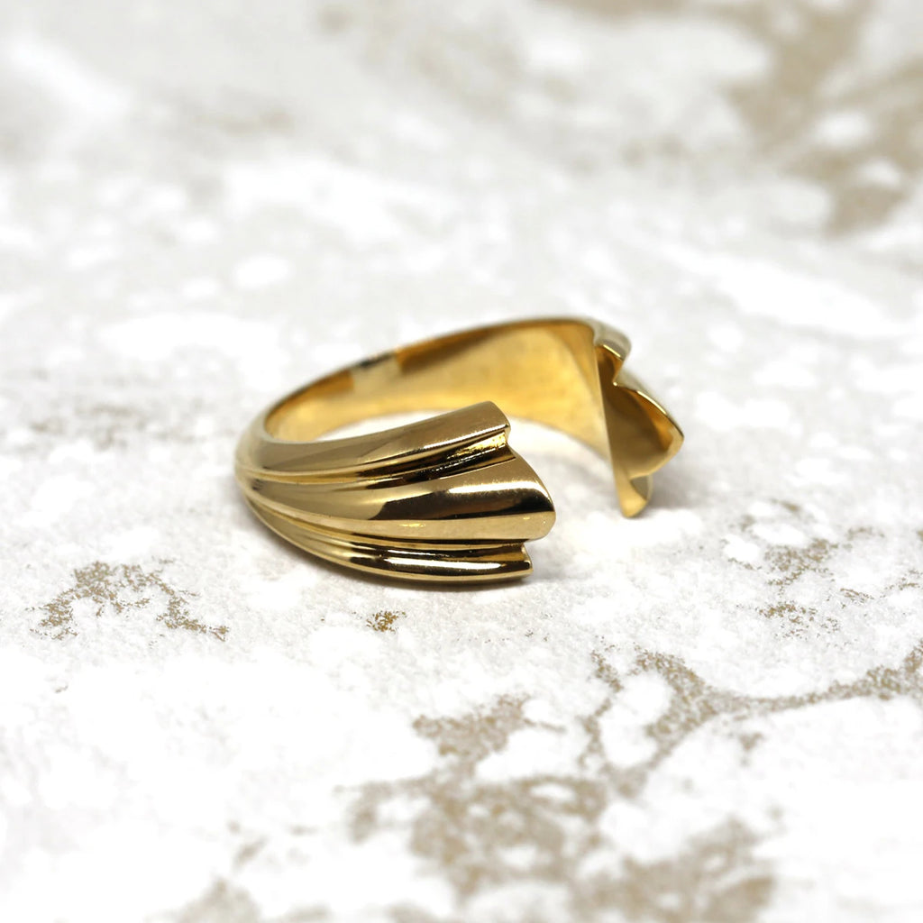 vermeil gold edgy ring montreal design best canadian bena jewelry design at the gallery boutique ruby mardi montreal on a white background