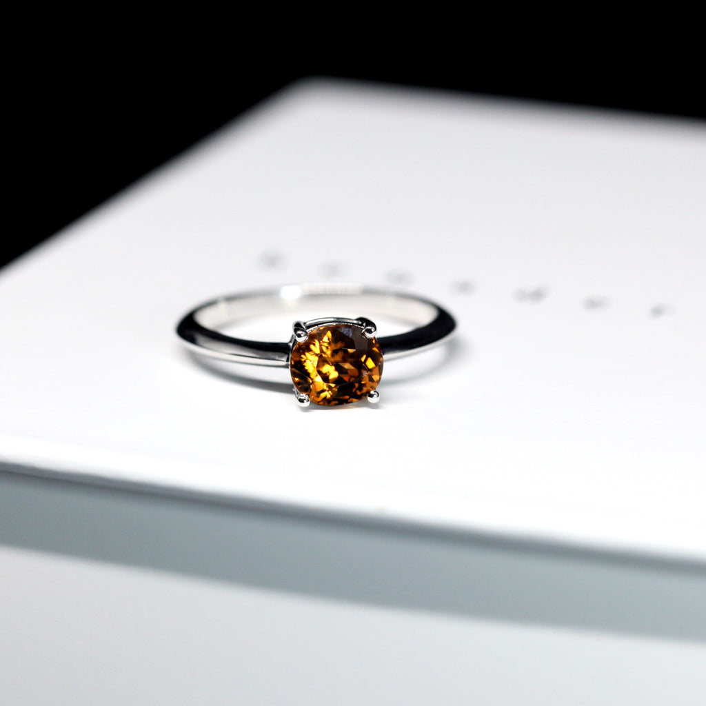 Oval shape natural zircon gemstone white gold ring gemstone gold ring