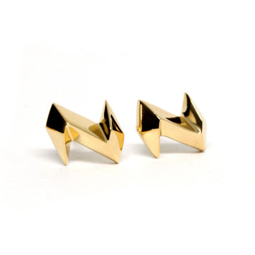 edgy stud earrings vermeil gold unisex jewelry custom made in montreal by the jewelry designer bena jewelry for the best jewellery store in quebec boutique ruby mardi jeweler in little italy on a white background