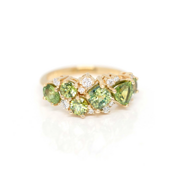 green gemstone yellow gold statement designer ring custom made bena jewelry designer montreal