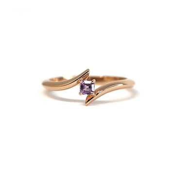 rose gold small sapphire minimalist designer ring made best jeweler ruby mardi montreal pink colored gemstone on a white background