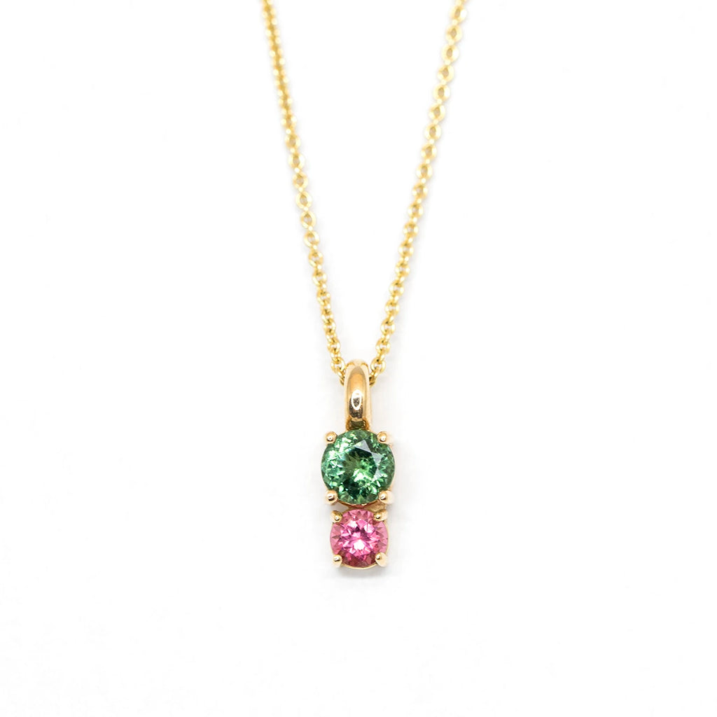 lico jewelry at boutique ruby mardi tourmaline yellow gold pendant and chain custom made in montreal best canadian fine jewellery on white background