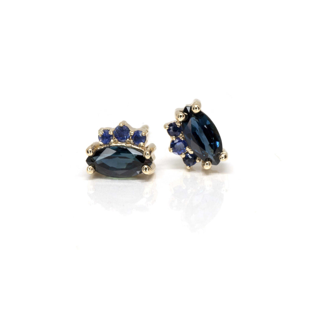 blue gemstone stud earrinfs sapphire fine bena jewelry design montreal